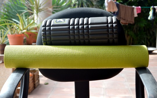 tools of the trade: my desk chair, yoga mat and foam roller