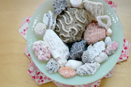 coral and jadite and quilt scraps